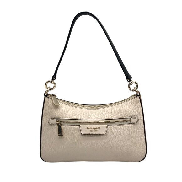Kate Spade Beige And Brown Pebbled Leather Convertible Husdson Shoulder Bag - Picture 1 of 11